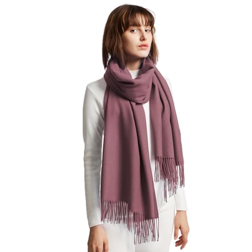 MaaMgic Schal Damen Warm Winter Herbst unifarben Baumwolle mit quasten/fransen, 20+ Farben Einfarbig & Kariert Pashmina Stola Schals MEHRWEG,Marmelade 2025