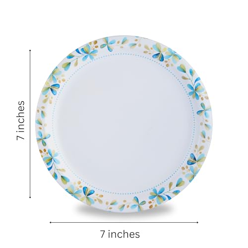 Image of Melamine Quarter Plates | Round Half Plate | Microwave Safe | Break Resistant | Plates for Snacks, Lunch, Dinner | Plates for home, Office, Restaurant | Set of 6 | 7 Inch's (Blue mat finish)