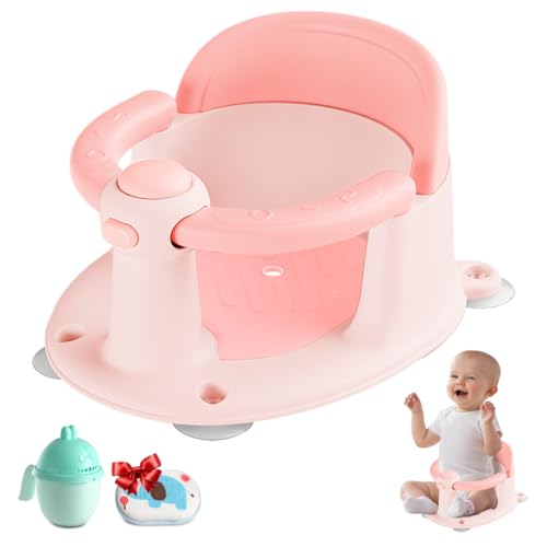 Image of Trankerloop Baby Bath Seat, Bath Seat for Baby 6 Month & up, Baby Bath tub Seat with Suction Cups, Non-Slip, Detachable, Pink
