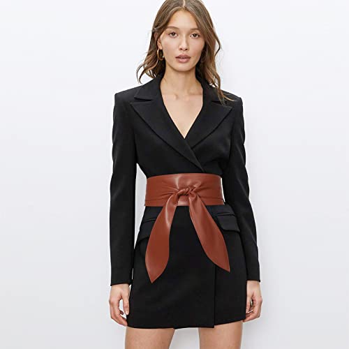 Women Obi Belt Wide Cinch Belt Soft PU Leather Tie Up Wrap Around Waist Belt Knotted Waistband Corset Belt For Dress2