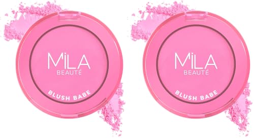 Image of MILA BEAUTE Blush Babe Powder Blush | Matte Finish Long-Lasting Pigment | Easy to Blend | Non-Drying With Rosehip Oil, Jojoba Oil and Vitamin E | Shade (Cosmo Pink, 5g) (Pack of 2)