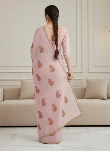 Image of Yashika Women's Georgette Art Silk Bandhej Zari Work Embroidered Saree | Women Sari