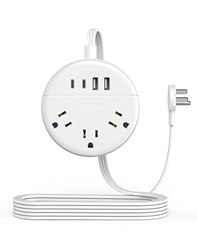 Flat Extension Cord 10 ft NTONPOWER Flat Plug Power Strip with 3 Outlets 4 USB Ports(2 USB C) Ultra Thin Extension Cord Under Carpet Mountable Outlet Extender Long Cord for Home Office Dorm Room