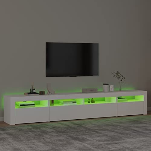 LAPOOH Mueble de TV Con Luces LED Blanco 240x35x40 cm, Salón Moderno, Comedor, Mesa TV, Televisión 3152722 - imagen 4