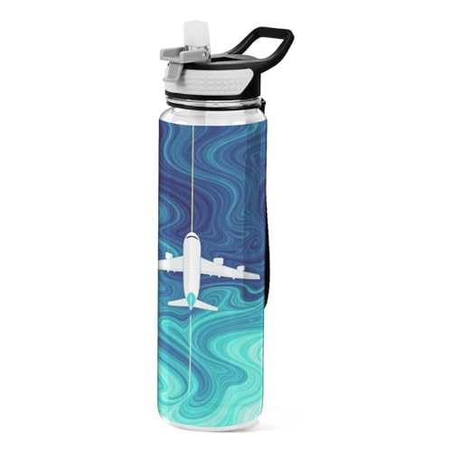 miaozhen clear sports bottle Airplane piloting Plane Blue for travelling