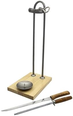 Supporto Prosciutto Pieghevole LEPANTO - Acciaio Inox Con Set Di Coltelli - Base Antiscivolo Per Prosciutto E Palette - Foto 4