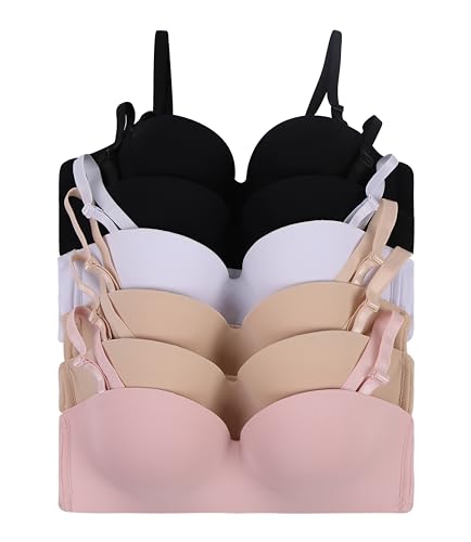 Image of Viola's Secret 6 Pack of Color Print T-Shirt Bras B Cup C Cup and D Cup