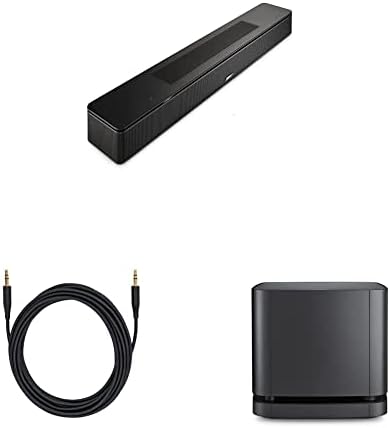 Bose New Smart Soundbar 600 Dolby Atmos with Alexa Built-in, Bluetooth connectivity, Black & Bass Module Connection Cable,Speaker & Bass Module 500, Black