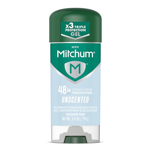 Mitchum Men’s Triple Odor Protection Antiperspirant & Deodorant Gel, Unscented, 48HR Protection, 3.4 oz