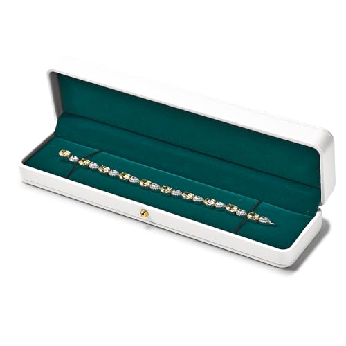 Papten ädelt läder beige lång kedja halsband smycken presentförpackning, elegant sammet halsband hänge armbandslåda för smycken display bröllop förlovning alla hjärtans dag