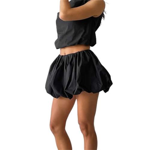 Amazon.com: QNI Mini Skirt Bubble Skirt High Waist Pleated Puffy