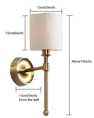 Image of AKWAY Antique Brass Finish Wall Lamps for Living Rooms with Bamboo Shade | Rattan and Cane Wall Lights for Bedroom | Wicker Wall scones - (Fabric Cylindrical - Jhalak)