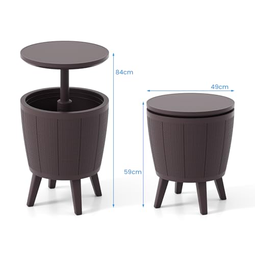 Table glacière extérieure 38L table d'appoint de jardin télescopique