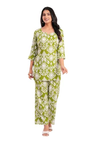 Image of YAZIA Women Cotton Lounge Wear Set - Printed Top & Pyjama Co-Ord Set | Soft Breathable Fabric | Daily, Nightwear & Home Wear | Small to 3XL