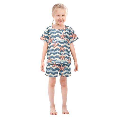 ALAZA Starfish Geometric Pajama Set Short Sleeve Sleepwear Soft Lounge Nightwear3