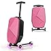 MoraRise Suitcase Scooter,Ride on Suitcase for Kids,2in1 Hardside Scooter Luggage for Children&Adults,Toddler Flight Essential,Multifunctional Foldable&Lightweight Carry On Luggage with Wheels (Pink)