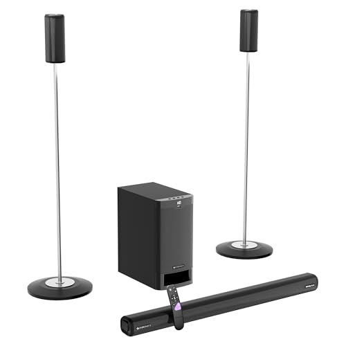 Image of Zebronics Juke BAR 9535 525W Soundbar, Dolby Audio, 5.1 CH Surround Sound, Floor-Stand Satellites, 16.51cm Subwoofer, 3 Driver Soundbar, HDMI ARC, Optical, BT v5.0, LED Display