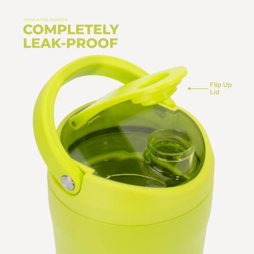 Image of HydroJug 24 oz New Stainless Steel Shaker - Insulated, Leakproof, BPA-Free with Silent Mixing Grate - No Clumps, No Noise - Premium Shaker for Fitness, Sports & Everyday Use, Lemon Lime
