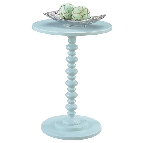 Image of Convenience Concepts Palm Beach Spindle Table 17.75 inch - Traditional Round End Table for Living Room, Turned Solid Wood Side Table, Classic Display Pedestal Table, Sea Foam Blue