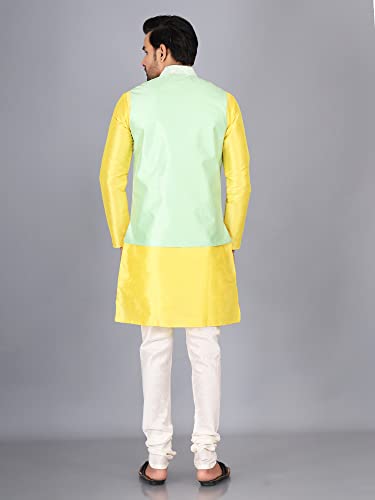Image of Sadree Silk Men's Kurta Pajama Waistcoat or Nehru Jacket Set