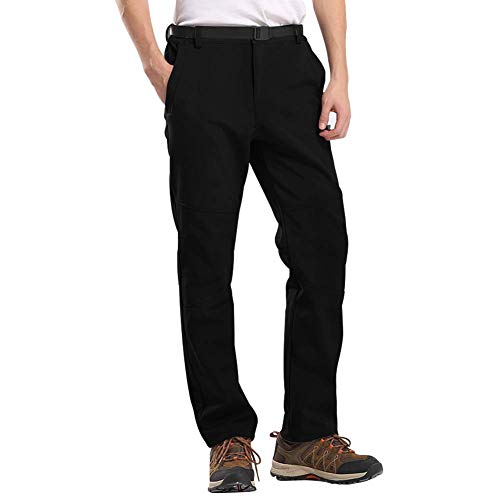 SANMIO Pantalon de Trekking Homme Pantalon Fonctionnel Pantalon Softshell Imperméable Pantalon D'extérieur Pantalon de Trekking Respirant Coupe-Vent Noir-1, XXL Cover