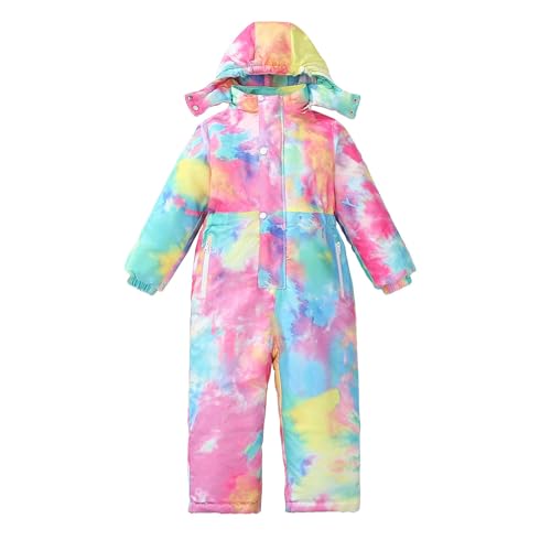 BILIKEYU Boys Girls Camouflage Skiwear Jumpsuits Long Sleeve Botton up Color Block Thicken Winter Warm Hooded