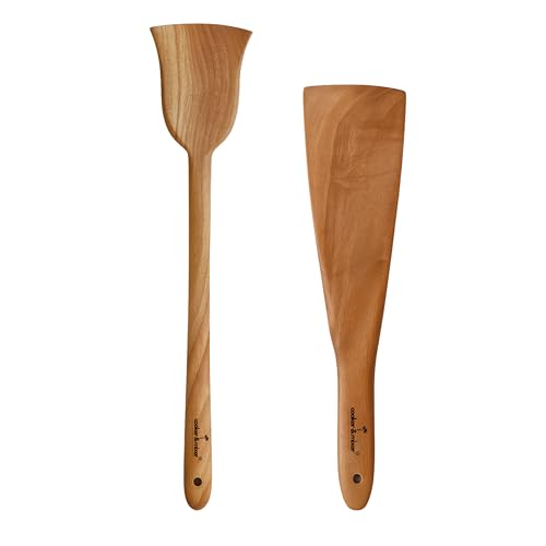 Image of Cooker&Mixer Wooden Flip /Spatula /Ladle for Cooking Dosa /Roti /Chapati | Kitchen Tools | No Harmful Polish | Handmade | Cookware (Turner Combo)