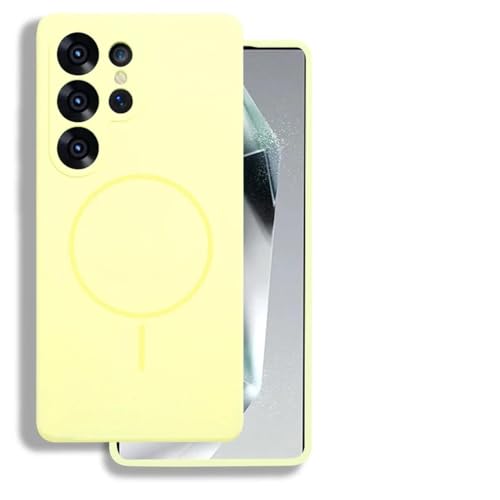 Coque Samsung S24 Plus silicone liquide jaune à induction Magsafe