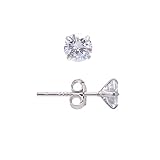 5MM Sterling Silver Earrings Diamond White Cubic Zirconia Studs for Women Men