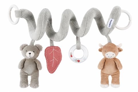 NOUKIE'S Spirala do aktywności Orso, puszysta dla niemowląt - miękka z pluszowymi zwierzętami - do zawieszenia na wózku, foteliku samochodowym lub łóżku - rozwija ciekawość i koordynację - narodziny