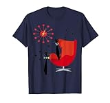 Mid Century Modern Cat Red Chair _ Sunburst Clock T-Shirt