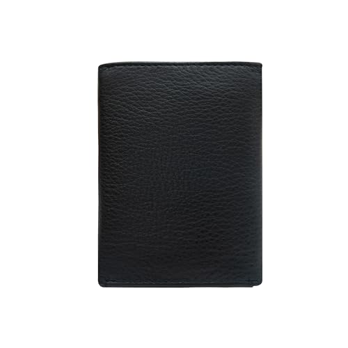VANSI Genuine Leather Modern TriFold Design Wallet and Card Holder for Men (BLACK)2
