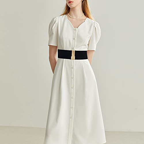 Women's Elastic Belts for Dresses Vintage Wide Cinch Black Waist Belt2