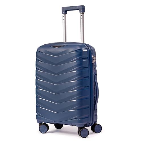 Mala De Bordo 10Kg Polipropileno Medidas 55x35x25 Padrão Anac Mala De Viagem Pequena De Mão 4 Rodas Duplas 360° Cadeado Segredo Zíper Antifurto Rígida Leve (AZUL, PEQUENA)