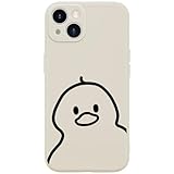 Wihytec Cute Duck Phone Case for iPhone 13 Simple Drawing Duck Case Cover Liquid Silicone Soft Gel Rubber Anti-Scratch Durable Girly Women Matte Phone Cover Microfiber Lining Protective Cover
