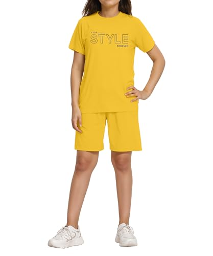 Image of KYDA KIDS Girls 100% Cotton Bio Washed Printed T-Shirt and Shorts Co-ords Clothing Set | Premium Soft & Breathable Summer Casual Comfort Outfit for Girls