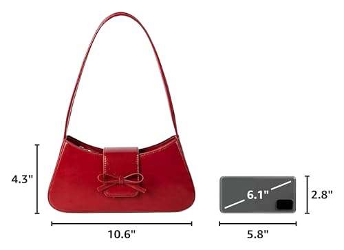 Image of Shoulder Bag for Women, Hobo Handbags Trendy Y2K Purses Patent Leather Clutch Bag Cute Bow Purse
