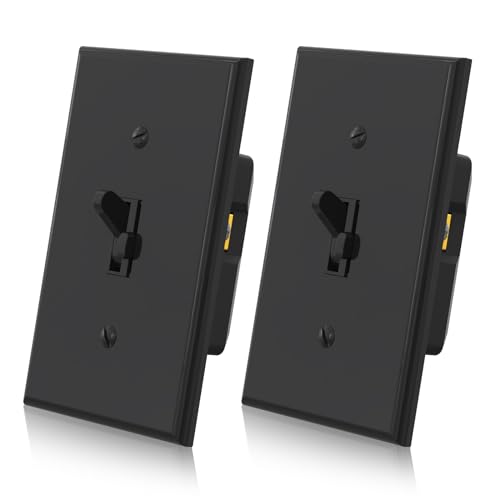 Image of ELEGRP Digital Toggle Dimmer Switch for Dimmable LED, CFL and Incandescent Light Bulbs, Single Pole or 3-Way Toggle LED Dimmer Light Switch, Wall Plate Included, UL Listed, 2 Pack, Black
