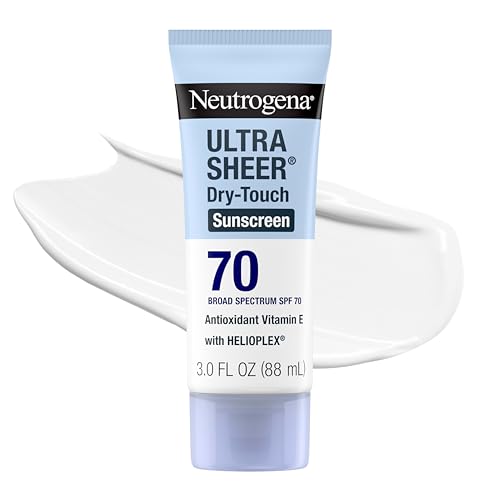 Neutrogena Ultra Sheer Dry-Touch Sunscreen Lotion SPF 70, Broad Spectrum, Water Resistant 80 Min, Oil-Free, Oxybenzone-Free, Non-Comedogenic, Matte Finish, Body Sunscreen, Travel Size 3 Fl Oz