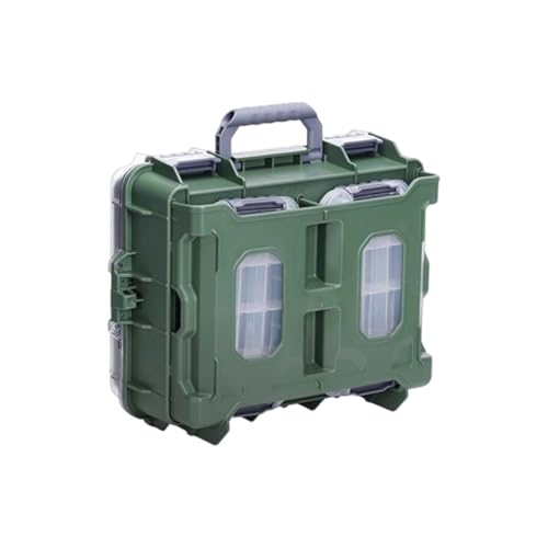 ダブルレイヤーコンテナ釣りタックルボックスマルチコンパートメント取り外し可能な仕切りオーガナイザーフィッシングルアーフックケースポータブルツールボックスハンドキャリーデザイン