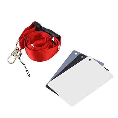 Kimberiey 3 in 1 Pocket-Size Digital Camera 18% White Black Grey Balance Cards with Neck Strap for Digital Photography