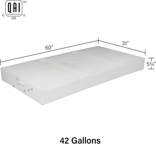 Image of 42 Gallon RV Fresh Water Tank, Potable Water Storage Tank for Drinking, Cooking, Cleaning, Showering, for Campers, Trailers, Motorhomes, RVs, Low-Profile Shape, 60 inch x 31 inch x 5.75 inch (WT-0926)