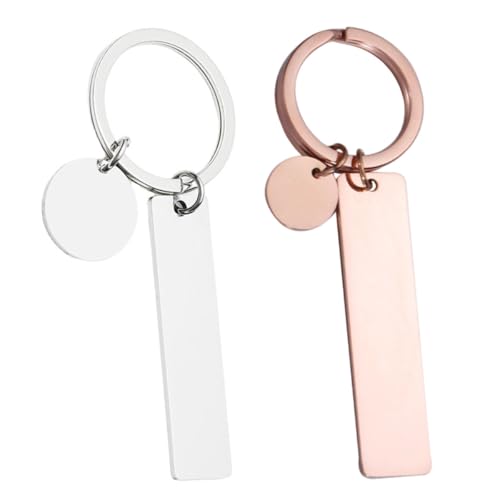 ifundom Llaveros Rectangulares de Acero Inoxidable en 2 Piezas Etiquetas para Grabado DIY Colgantes Metálicos en y Accesorios Personalizados para Bolsos y Manualidades