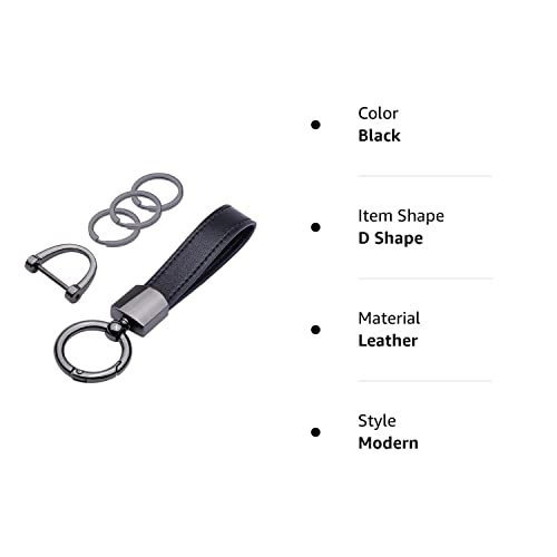 Wisdompro Genuine Leather Car Keychain, Universal Key Fob Keychain Leather Key Chain Holder For Men And Women, 360 Degree Rotatable, With Anti-Lost D-Ring, 3 Keyrings And 1 Screwdriver - Black #TOP7