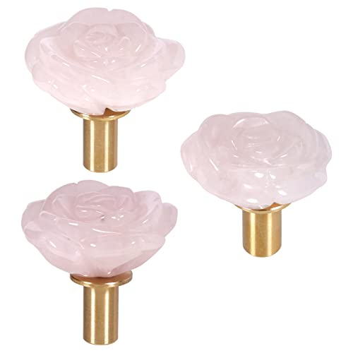 mookaitedecor Set of 2 Natural Rose Quartz Pink Crystal Drawer Pulls and Knobs with Screws - Image 3