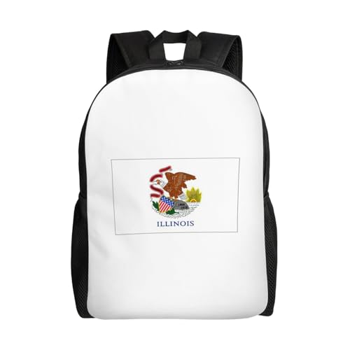 AYYQWE Mochila unisex impermeable de gran capacidad con estampado de bandera del estado de Illinois para senderismo, camping, viajes al aire libre