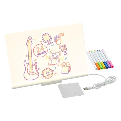Pizarra Notas LED - Acrílico Con Soporte Y Bolígrafos Tablero Dibujo Luminoso, Panel Mensajes Borrable | Herramienta Educativa | Suministros Garabatos Fluorescentes Para Guardería Preescolar