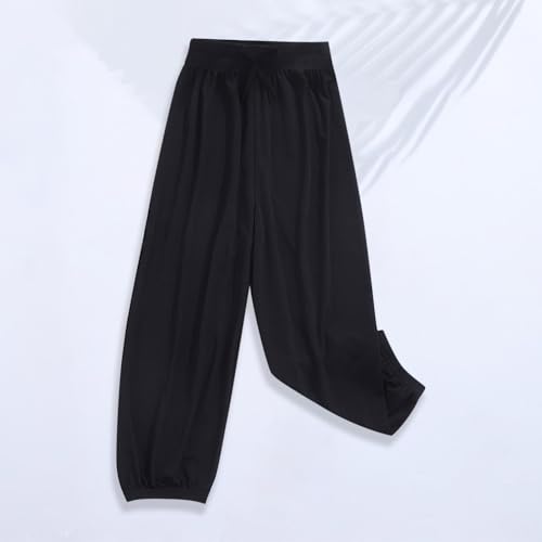 Girls Pleated Cuffed Jogger Pants Lightweight Breathable Ice Silk Trousers Elastic Waist Active Track Pants2