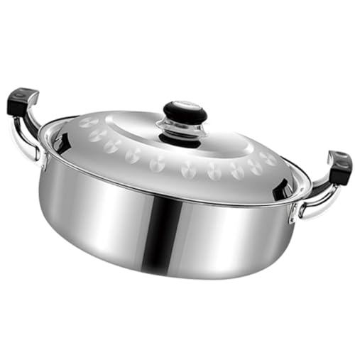 JEWEDECO Olla y Diseño Duradero Dividida de Acero Inoxidable Caliente Mango Resistente Adecuado para Cocina Familiar y Preparación de Sopas