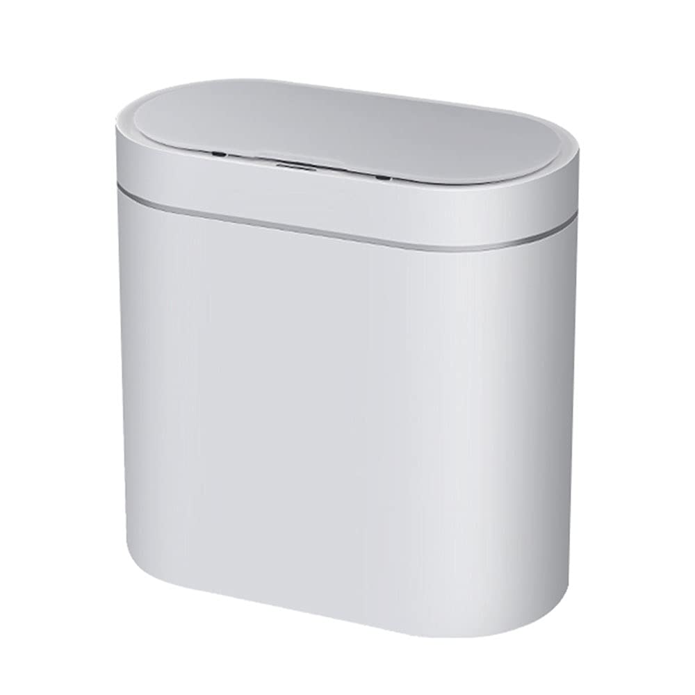 Smart Sensor Trash Can, Household 8L Capacity Automatic Narrow Design Trash Can with Lid Sealed and Odorless Mute Slow Down(White)